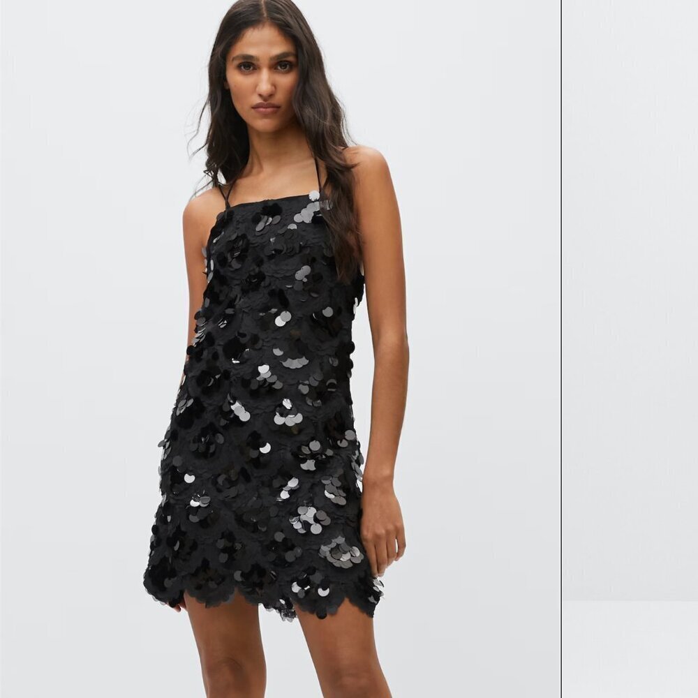 MANGO Sequined halter neck dress Size M  NEW WITH TAG!